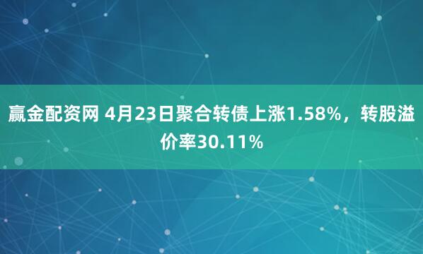 赢金配资网 4月23日聚合转债上涨1.58%，转股溢价率30.11%