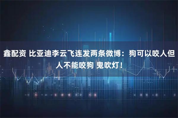 鑫配资 比亚迪李云飞连发两条微博：狗可以咬人但人不能咬狗 鬼吹灯！